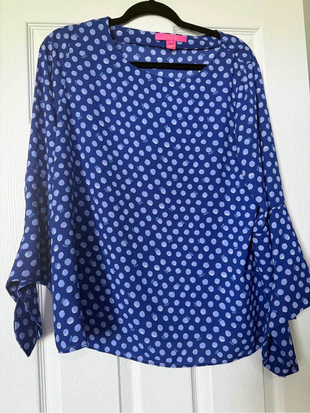 Lilly Pulitzer Blue Polka Dot Bell Sleeve Top